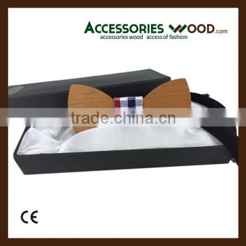 2016 customized your logo on wooden Bow tie with different gift boxes