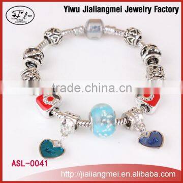 Fashion Hot Sale Heart Charm Hand Chain Ornament Glass Bracelet