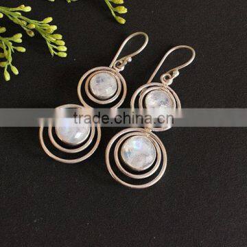 falak gems Rainbow moonstone earrings - Bridal earrings - Round circle Dangle earrings