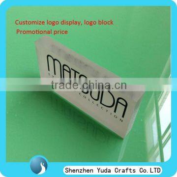 promotional price acrylic logo sign block signage plate, white plexiglass pmma solid block in shenzhen