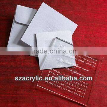 Square acrylic wedding invitation card