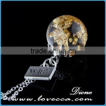 15-25mm shining Sequin resin ball pendant necklace with wish pendant