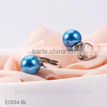 E0534-BL-TLM Wholesale Stud Earrings, Fashion Blue Pearl Jewelry Earring For Gift