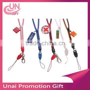 OME custom full color zipper lanyard with keychain plastic accessories