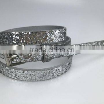 Glitter Narrow pu Belt for Women