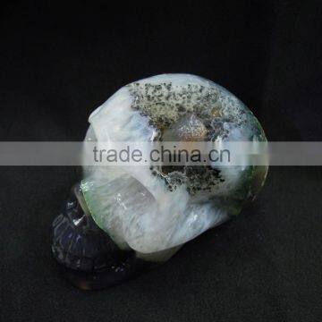 Hollowed Natural Hand Carving Amethyst Crystal Skull With Geode Good for Home Decoration or Gift to Friends photo-3