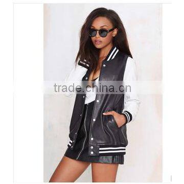 Leather female new fresh design varsity jackets for women