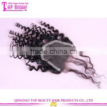 Top Quality Wholesale 100 Percent Three Part Peruvian Human Hair Kinky Curly Closure