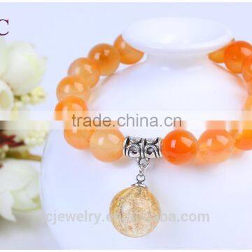 2016 Fashion Women Elastic Natural Stone Agate Bead Wrap Diffuser Power Bracelet