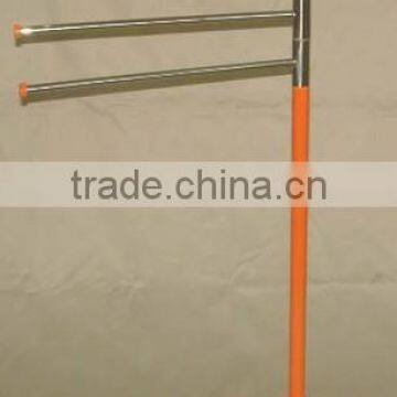 Orange metal standing rotating towel rack stand base