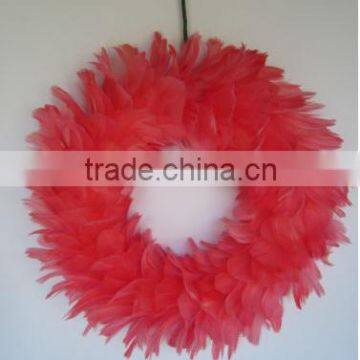 Duck Feather Wreath for wall or center piece - peach pink