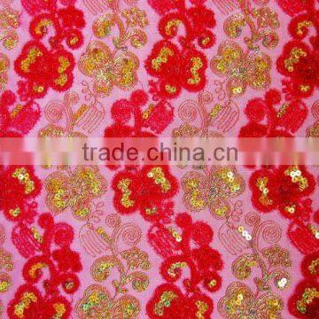 ribbon and spangle embroidery fabric