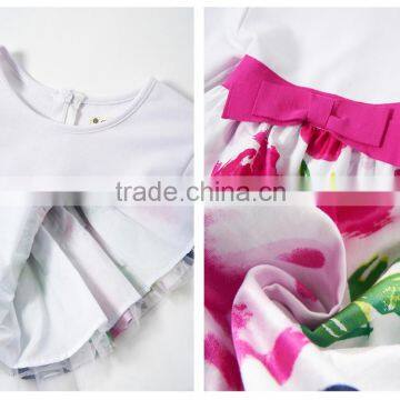 Birthday Dress for Girl of 7 Year Old Beautiful Floral Printed Baby Girl Dress 2015 photo-3