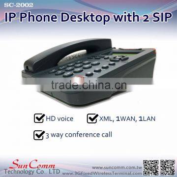 SC-2002PE 1 wan 1 lan 2 sip lines IP Phone with PoE