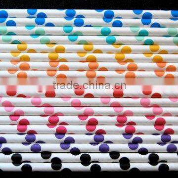 Assorted Polka Dot Paper Straws/Dots Spotted Spotty Spots Spot Polkadots Polka Dot Paper Straws in 33 Colors