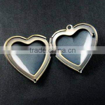 29mm Vintage Style Antique Bronze Brass Plain Blank Heart Photo Locket Pendant Charm DIY Supplies 1131017