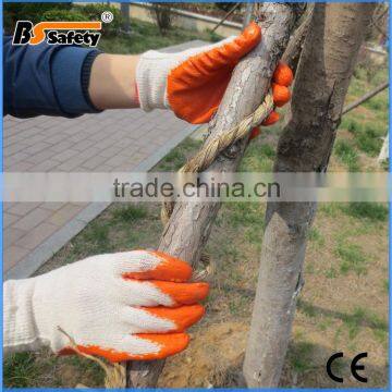 BSSAFETY Hand Safety Protective Latex Coated Glove , Cotton String Knit Glove Liner with Firm Grip Palm Construction Gloves