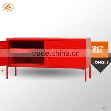 Korean Modern Red Lateral Metal Bedside Strorage Cabinet With Shelves photo-5