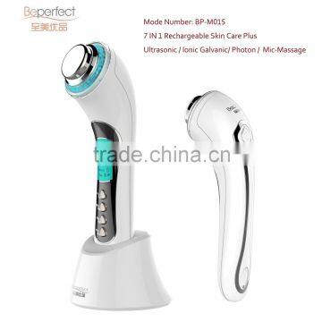 BEPERFECT BPm0152-BC CE RoHS and UL Standard Plug Galvanic Photon Ultrasonic Facial Massager Face Beauty Device