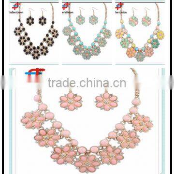 No.1 yiwu exporting commission agent wanted best sales flower designs costume jewelery set necklace set