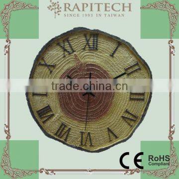 14 Inch Indoor Outdoor Faux Wood Polyresin Wall Clock