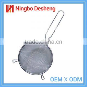 Hot sale double ears colander stainless steel metal mesh strainer with long handle