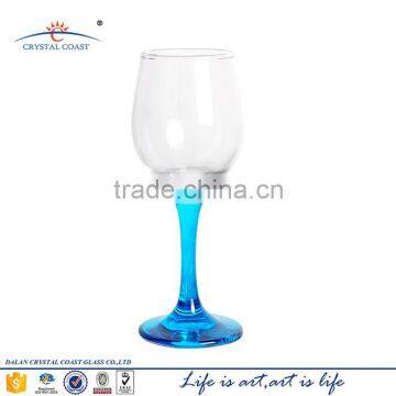 cheap high quality blue colored wine decorative glass goblet