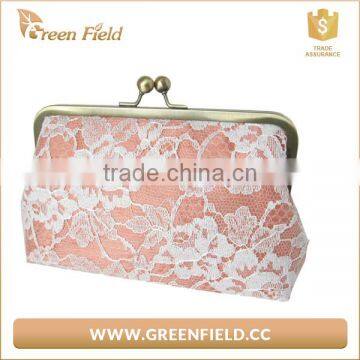 Popular Woven Pink Lace Lady Clutch Bag Dinner Party Handbag photo-4
