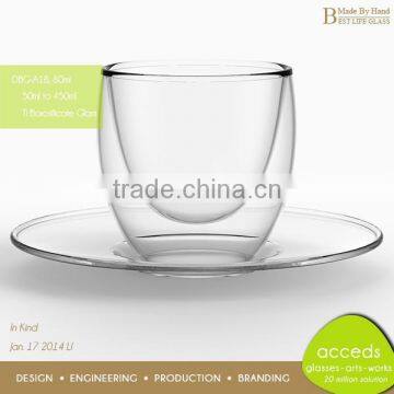 Fashional Commercial Used Clear Glass Coffee Cup With Plate photo-4