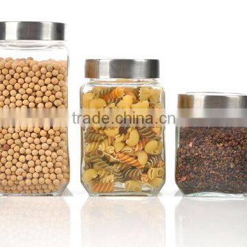 transparent dried food glass jar with plastic lids /metal lids