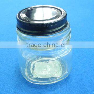 wholesale mini glass apple sauce jar with black lid