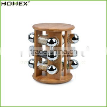 Multi-Purpose 12 Bottles Bamboo Wooden Spice Rack/Homex_Factory