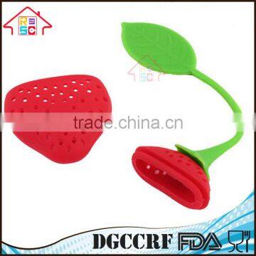 NBRSC Reuseable Silicone Strawberry Shape Tea Bag Filter Infuser Holder Strainer photo-2