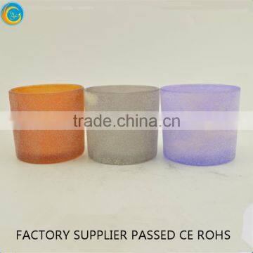 Sandblasting Color Blue Glass Votive Candle Holders photo-4