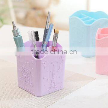 NEW Plastic Delicate 4 Compartment Colorful Barrel,pen Container for Study photo-6