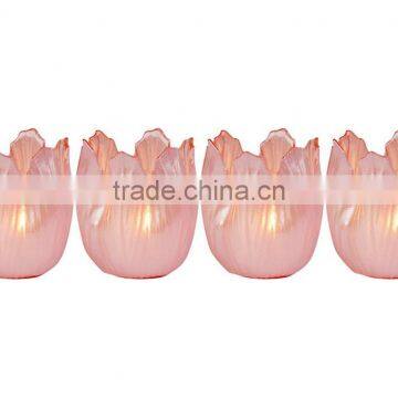 Pearlized Amber Glass Floral Votive Holder, Box of 4 photo-2