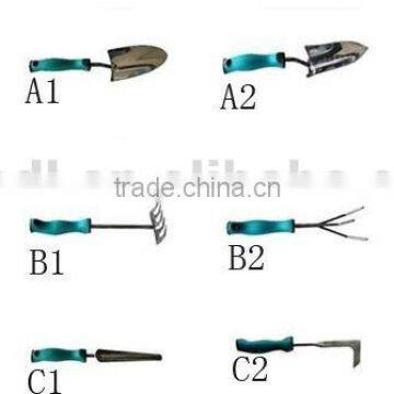 high quality aluminum hand garden tool set, trowel fork hoe rake,pruning pruner scissors hedge shear