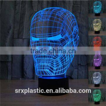Christams Fashion Gifts 3D Ironman Bedroom Night Lamp, Customized Models 7 Colors Changing 3D Optical Led Night Light China Make
