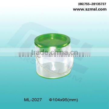 Clear PET Body Tin Box with handle