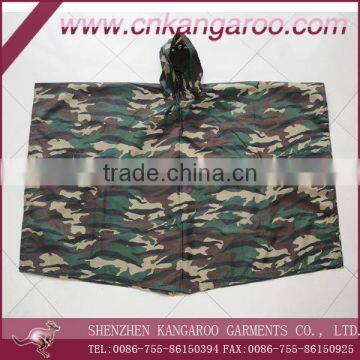 Military Polyester PVC Coated or Nylon Camouflage Coated Waterproof Poncho; Army PVC Square Poncho