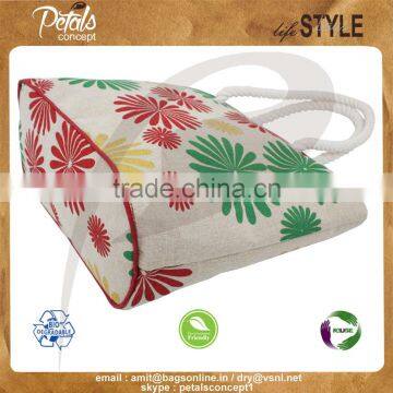 PP Laminated Juco Fabric Beach Bag With Twisted Rope Handle photo-3