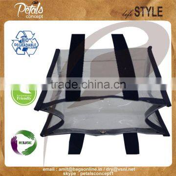 Clear Pvc See Through Jute Trimming Tote Bag With Cotton Web Handle photo-5