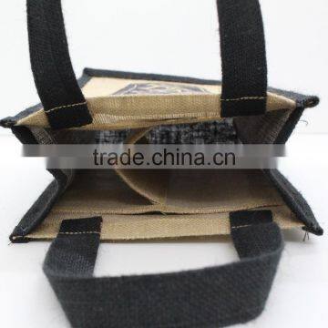 Customize High Quality pp Laminated Jute Wine Bag With Jute Handle photo-4