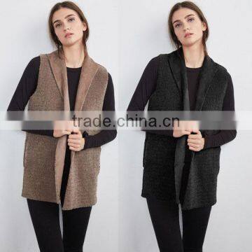 Old Fashion Winter Women Sleeveless Wool Flannel Vest Jacket Wholesale Custom Fashion Jacket