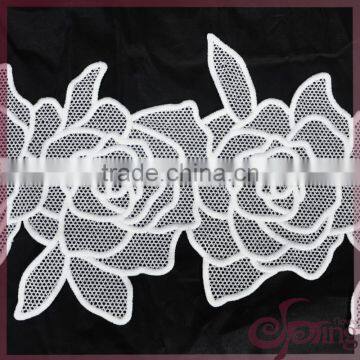 White rose embroidery polyester fabric guipure lace trimming for dress,blouse