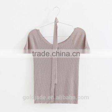 2016 Fashinable Sexy Turtle Neck Knitting Short Sleeves Shirt for Girls photo-4