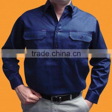 COTTON WORKIng UNIFORM OPEN FRONT LONG SLEEVE WORKWEAR SHIRTS FOR MEN photo-4