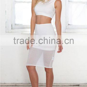 Two Piece Sets 2016 Fashion White Crop Top and Bodycon Skirt Lancai Fashion Designs photo-2