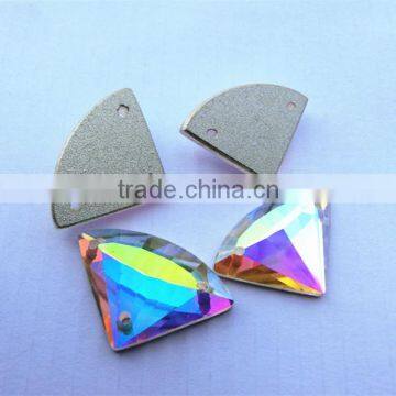 AB color aquamarine shape crystal flat back glass stone with holes for jewelry accesories,earring