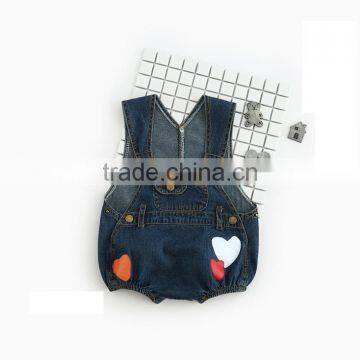 2017 Wholesale Super Cute Toddler Playsuit Cowboy Printed Straps Climb Clothes photo-2